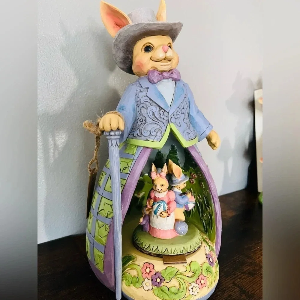 Jim Shore Heartland Creek Easter Egg Hunt Lighted Figurine Spinning Scene NWT
